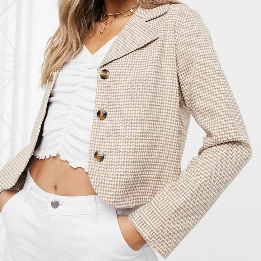 NWT Monki houndstooth crop blazer - Picture 2 of 4